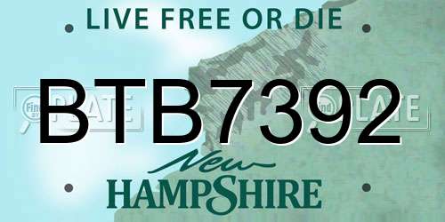 BTB7392 New Hampshire License Plate