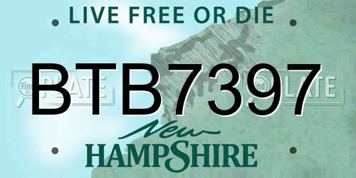 BTB7397 New Hampshire License Plate