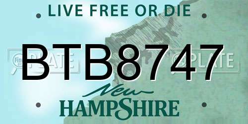 BTB8747 New Hampshire License Plate