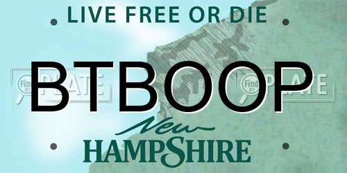 BTBOOP New Hampshire License Plate