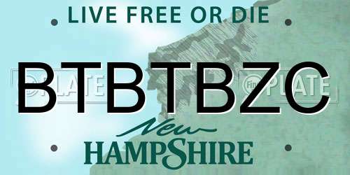 BTBTBZC New Hampshire License Plate