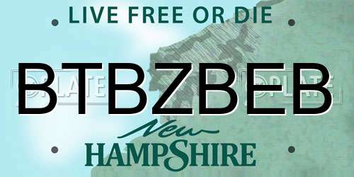 BTBZBEB New Hampshire License Plate