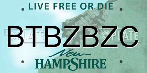 BTBZBZC New Hampshire License Plate