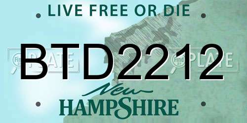 BTD2212 New Hampshire License Plate