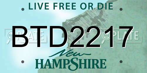 BTD2217 New Hampshire License Plate