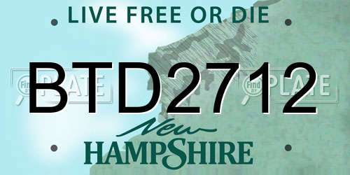 BTD2712 New Hampshire License Plate