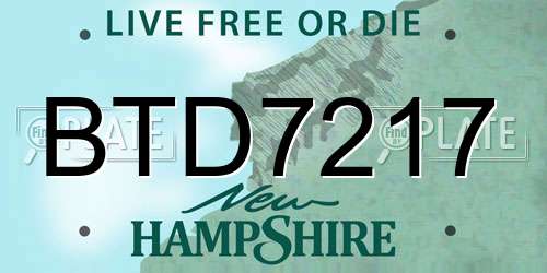 BTD7217 New Hampshire License Plate