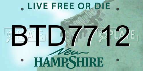 BTD7712 New Hampshire License Plate
