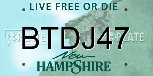 BTDJ47 New Hampshire License Plate