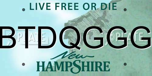BTDQGGG New Hampshire License Plate