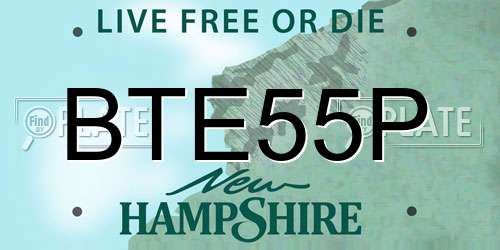BTE55P New Hampshire License Plate