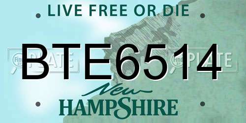 BTE6514 New Hampshire License Plate