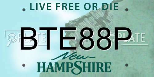 BTE88P New Hampshire License Plate