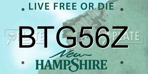 BTG56Z New Hampshire License Plate