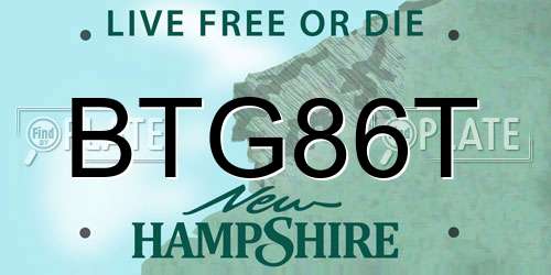 BTG86T New Hampshire License Plate