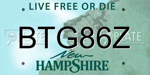 BTG86Z New Hampshire License Plate