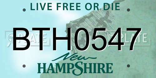 BTH0547 New Hampshire License Plate