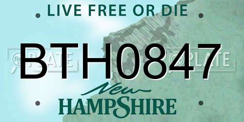 BTH0847 New Hampshire License Plate