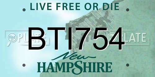 BTI754 New Hampshire License Plate