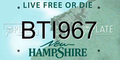 BTI967 New Hampshire License Plate