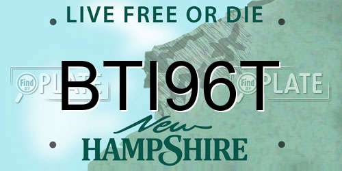 BTI96T New Hampshire License Plate