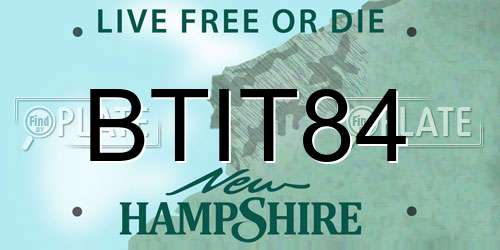BTIT84 New Hampshire License Plate