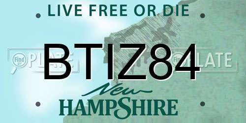 BTIZ84 New Hampshire License Plate