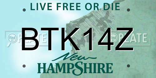 BTK14Z New Hampshire License Plate