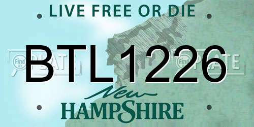 BTL1226 New Hampshire License Plate