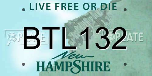 BTL132 New Hampshire License Plate