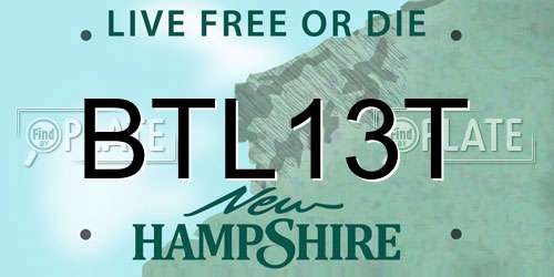 BTL13T New Hampshire License Plate