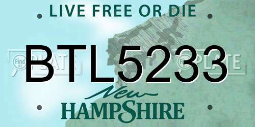 BTL5233 New Hampshire License Plate