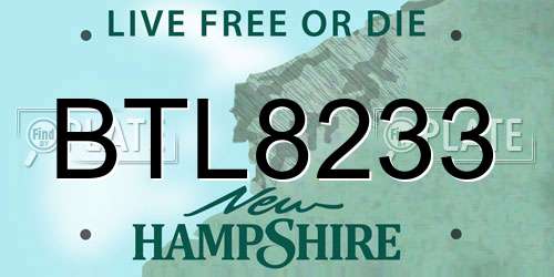 BTL8233 New Hampshire License Plate