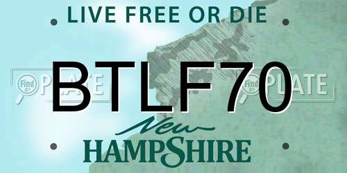 BTLF70 New Hampshire License Plate
