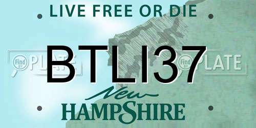 BTLI37 New Hampshire License Plate