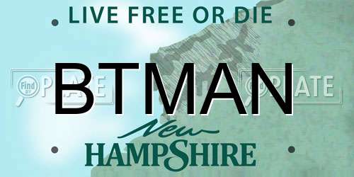BTMAN New Hampshire License Plate