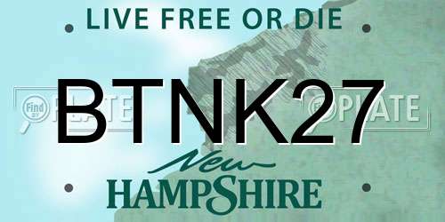 BTNK27 New Hampshire License Plate
