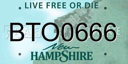 BTO0666 New Hampshire License Plate
