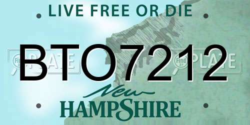 BTO7212 New Hampshire License Plate