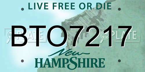 BTO7217 New Hampshire License Plate
