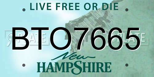 BTO7665 New Hampshire License Plate