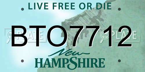 BTO7712 New Hampshire License Plate