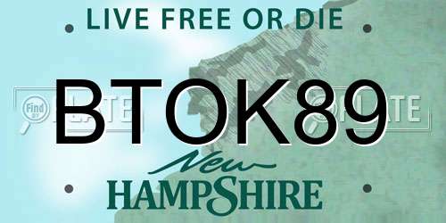 BTOK89 New Hampshire License Plate