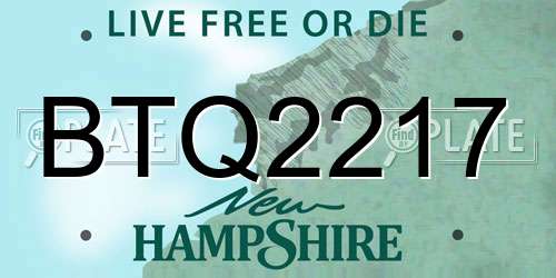 BTQ2217 New Hampshire License Plate