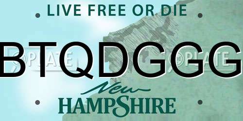 BTQDGGG New Hampshire License Plate
