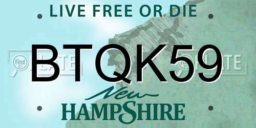 BTQK59 New Hampshire License Plate