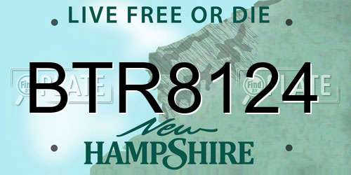 BTR8124 New Hampshire License Plate