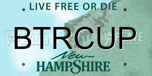 BTRCUP New Hampshire License Plate