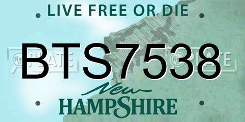 BTS7538 New Hampshire License Plate