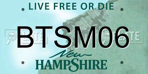 BTSM06 New Hampshire License Plate